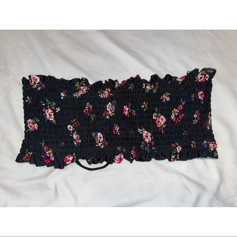 Xhilaration Black Floral Bikini Top